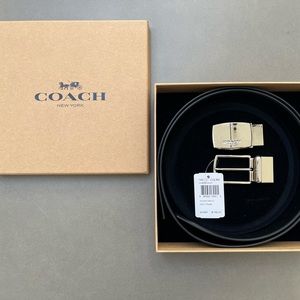 Men’s Coach charcoal/black reversible cut to size leather belt